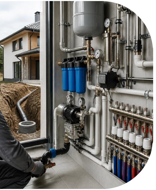Монтаж водоснабжения загородного дома под ключ в Тихорецке